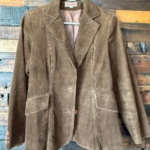 Vintage 70s 80s Foxmoor Brown Corduroy Blazer Tailored Jacket Classic Preppy